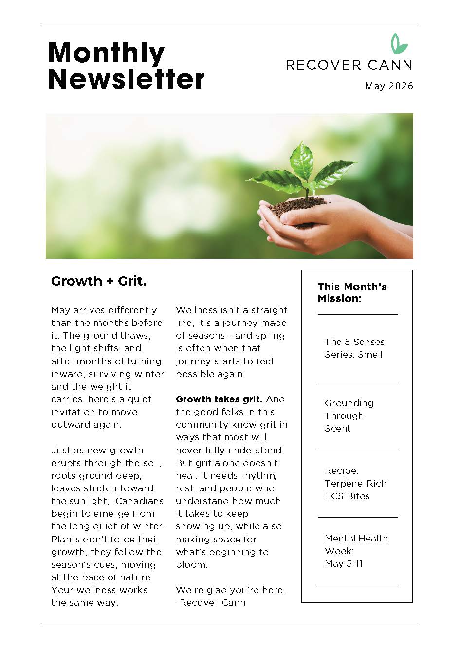 May 2026 Recover Cann Newsletter